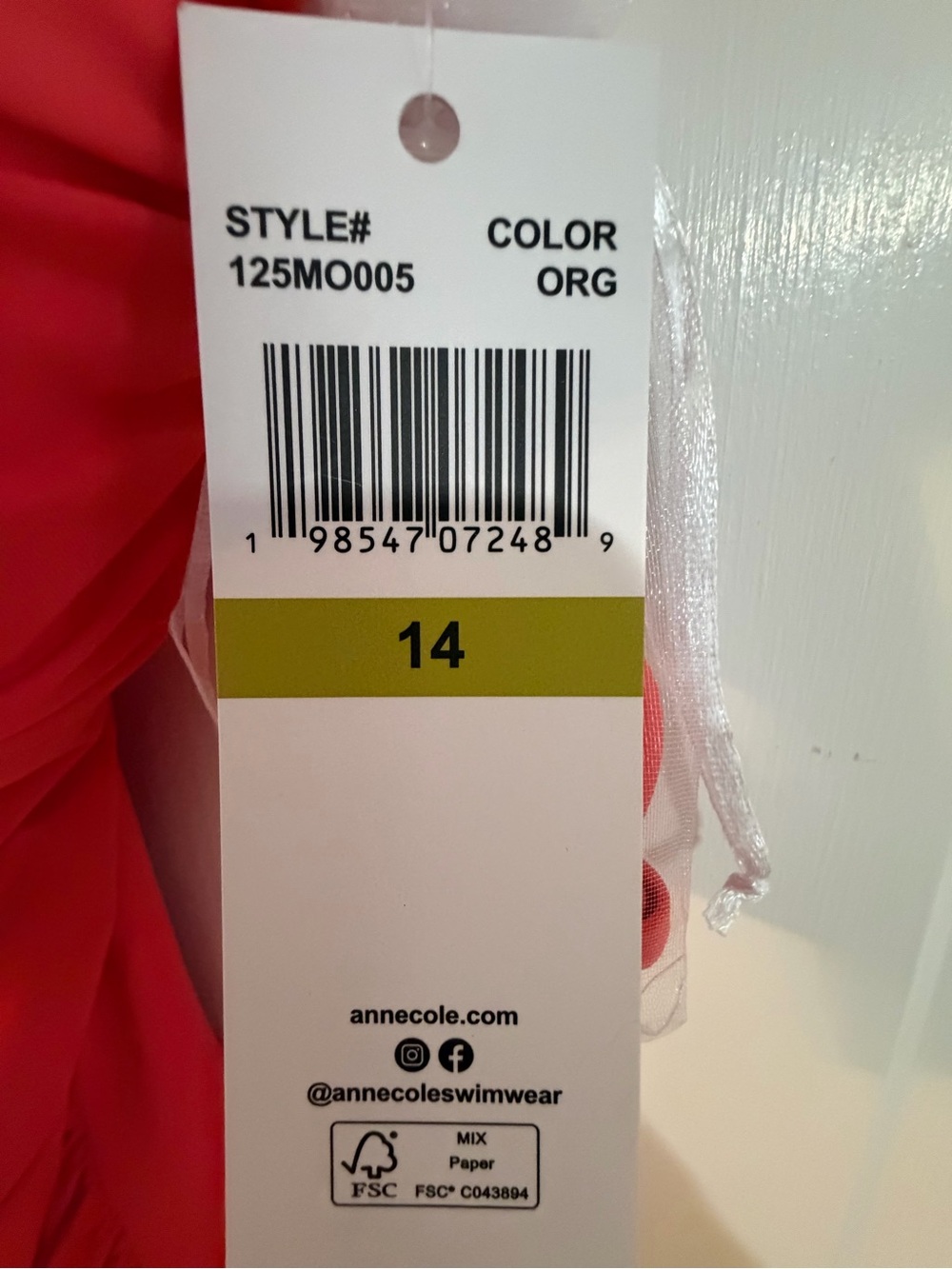 Anne Cole women’s bathing suit orange - Picture 4 of 4